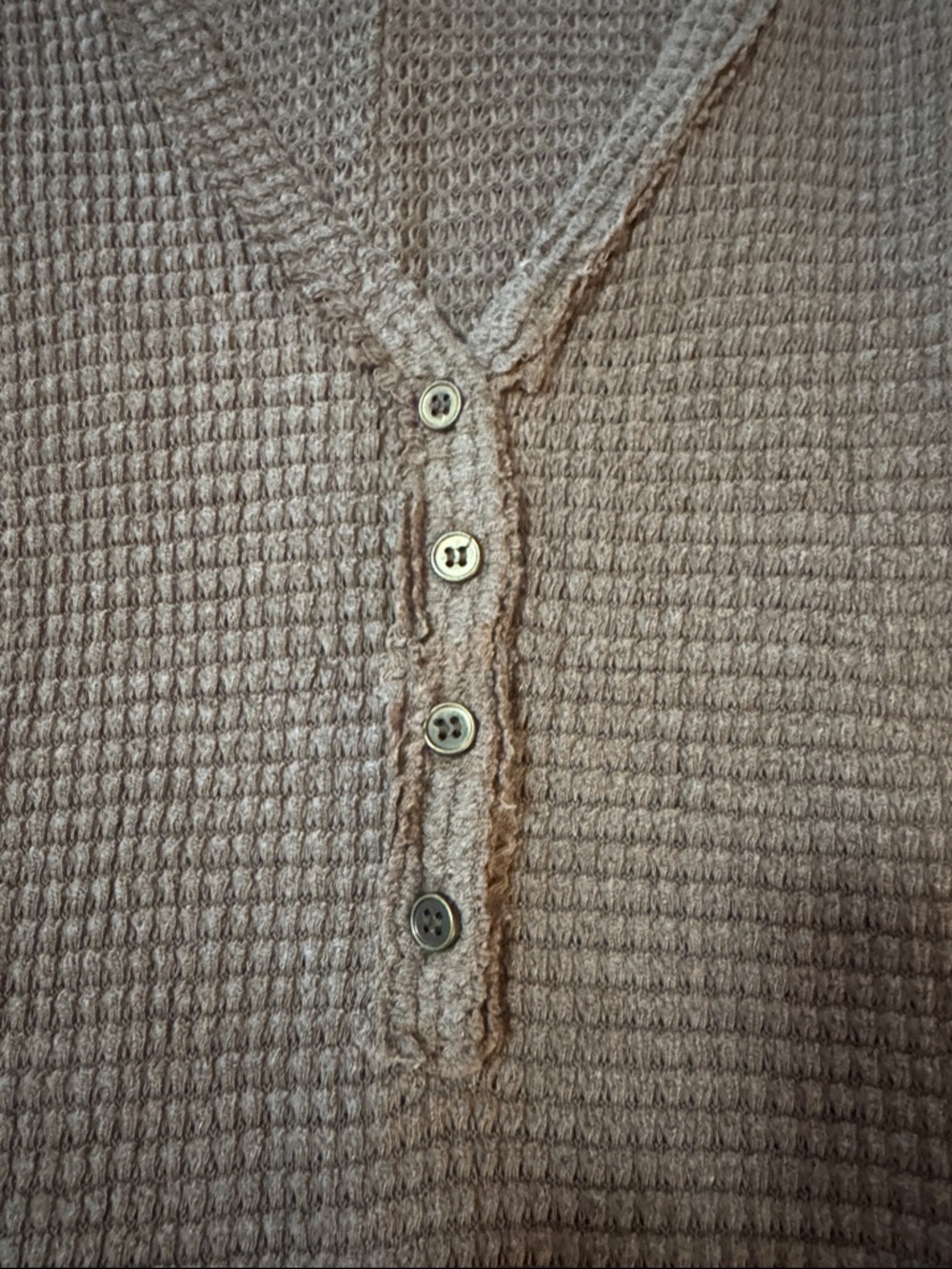 POL Two-Tone Waffle & Ribbed Tank in Brown and Cream - Picture 2 of 5